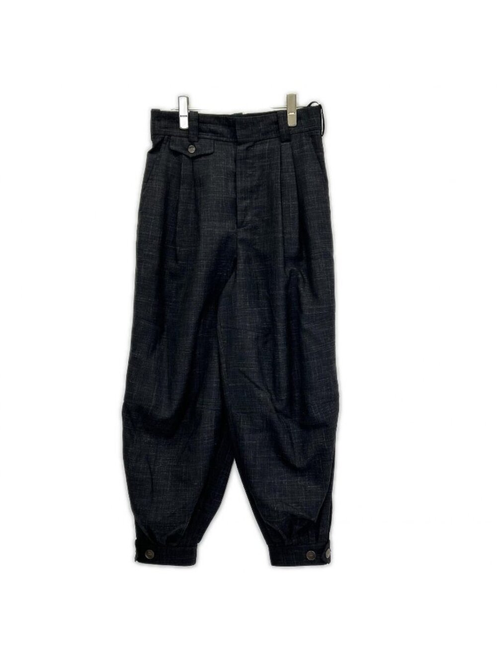 Loewe Charcoal Wool 100 Leather Patch Two Tuck Sarouel Pants 36